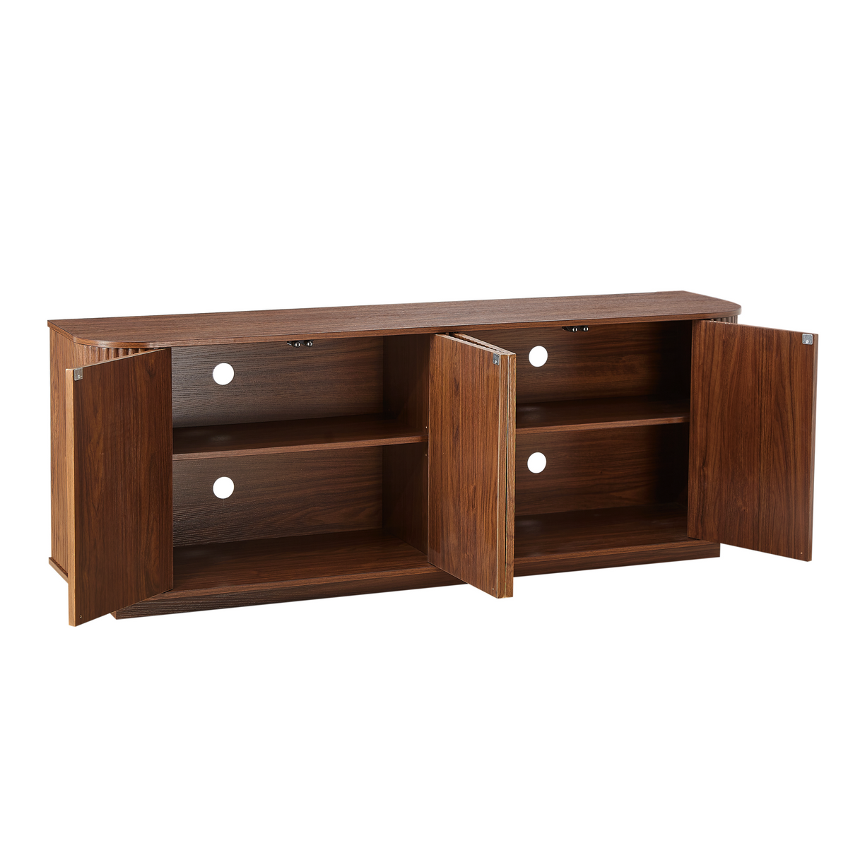 Walnut Sideboard Storage Cabinet with Wave Pattern - 64" Wide