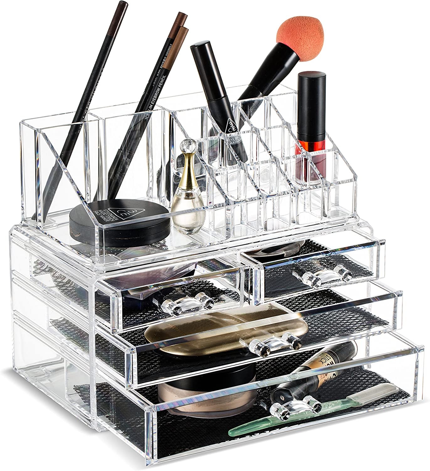 Home Acrylic Jewelry and Cosmetic Storage Makeup Organizer Set, 5 Piece，Large