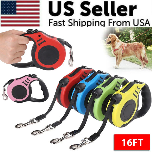 16.5FT Automatic Retractable Dog Leash - Eco-Friendly, Durable, One-Hand Brake & Lock, Multiple Colors