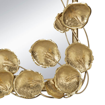 Full Length Floor Mirror with Gold Leaf Accents - Gold