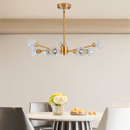 28" Modern Crystal Chandelier with 9 Lights - Golden