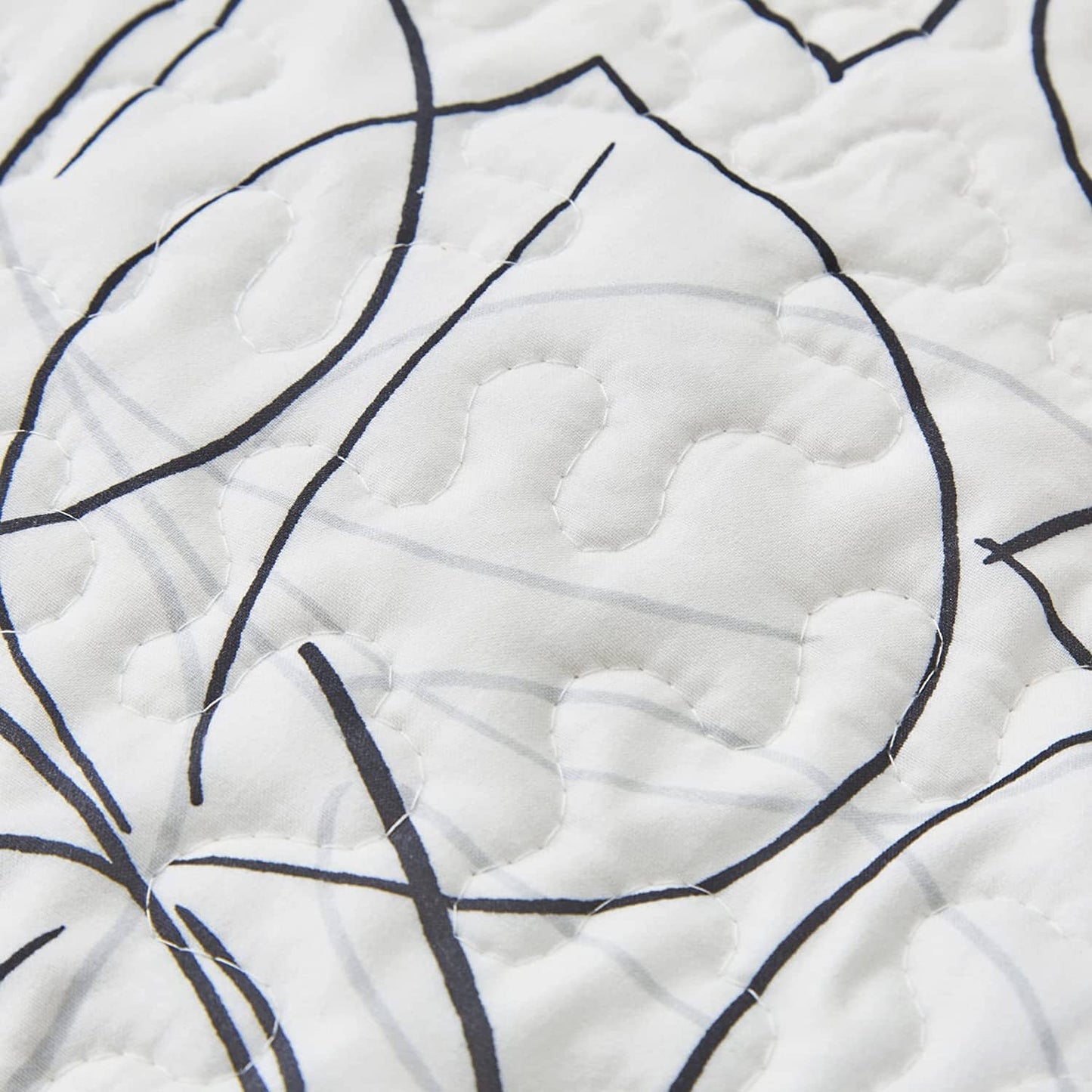 Tache Modern Abstract Leaf Line Art Foliage White Grey Black Gold Cushion Covers / Euro Sham (TJ3571)