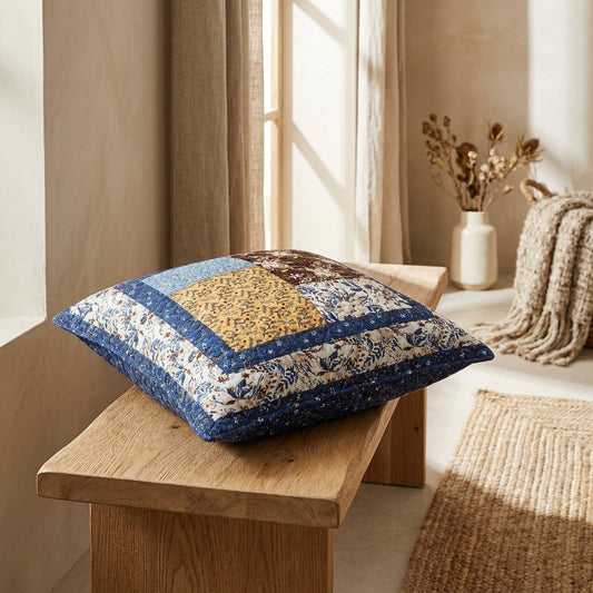 Cotton Patchwork Floral Euro Sham, Prairie Sunset Design