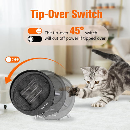 Portable Mini Ceramic Space Heater with Tip-Over & Overheat Protection – Quiet, Fast Heating for Home, Office, Bedroom, and Indoor Use