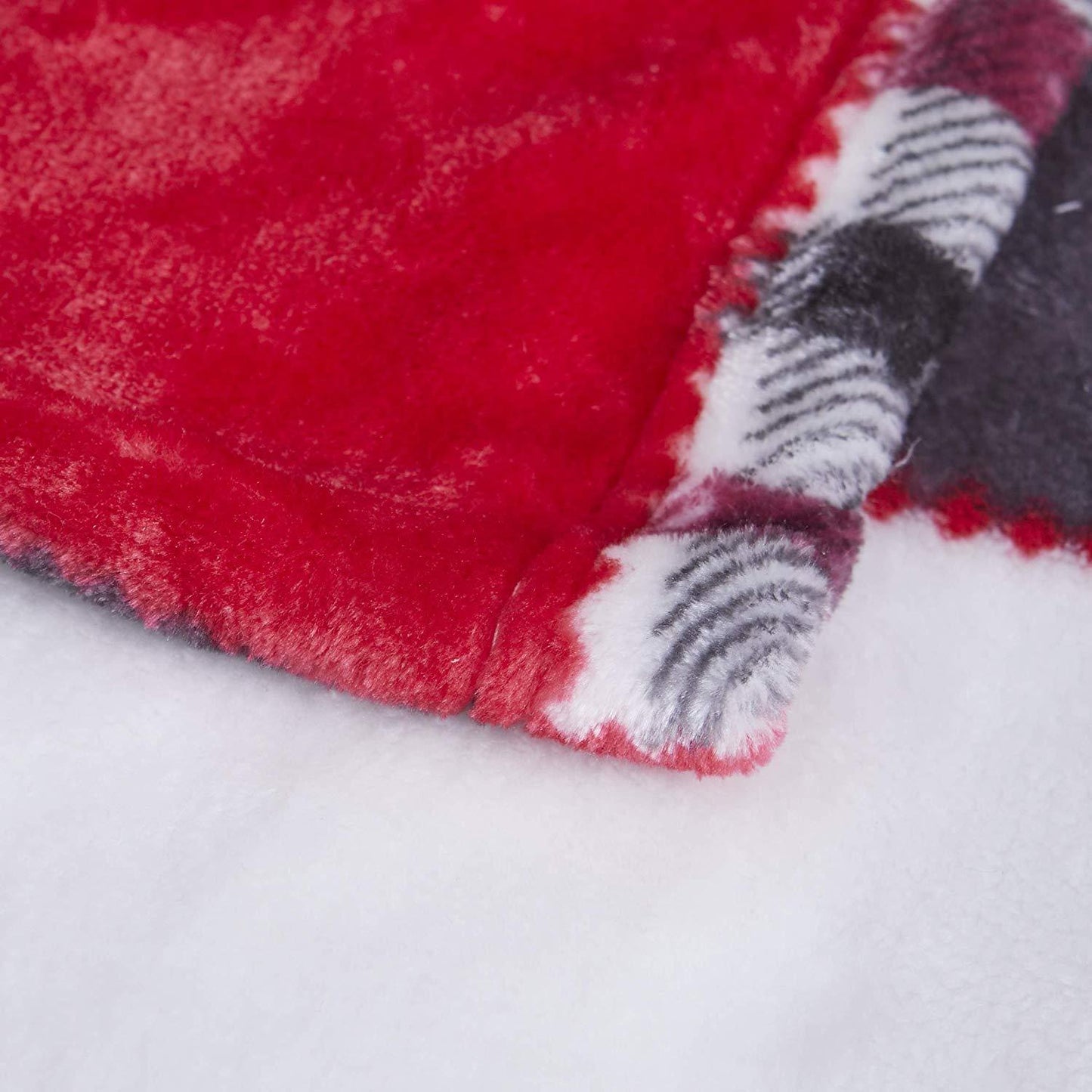 Tache Holiday Red Farmhouse Plaid Patchwork Flannel Throw Blanket (4025)