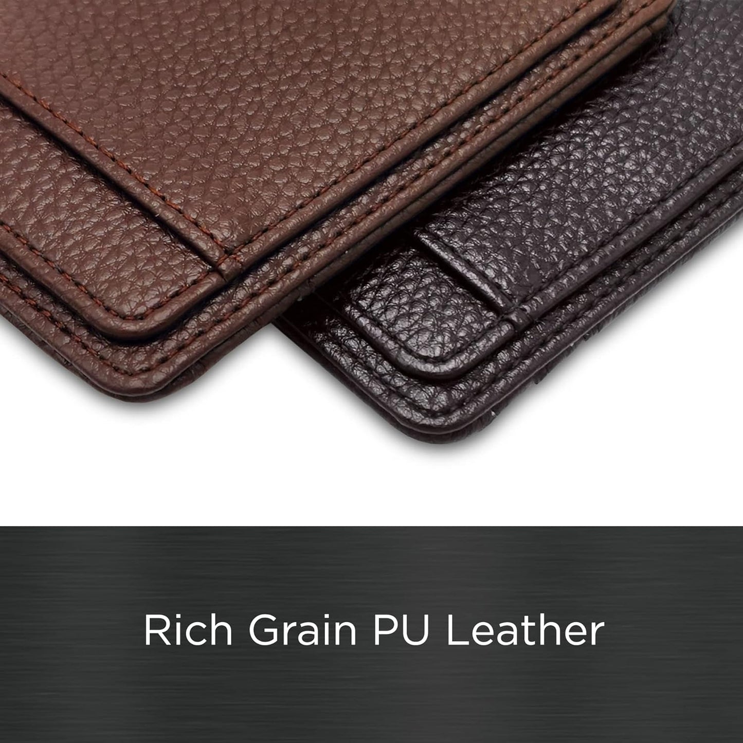 Worlds Slimmest Airtag Wallet for Men, Ultra-Thin Super Slim Profile (Deep Grain) PU Leather Card Holder Compatible with Apple AirTag