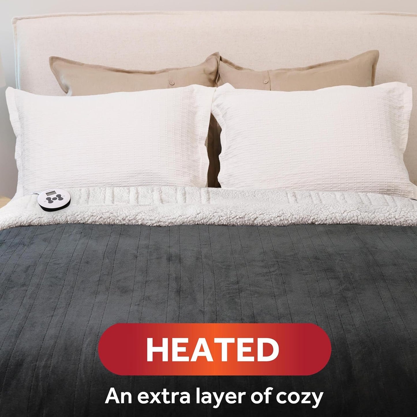 Sunbeam Royal Luxe Sherpa Night Fog Heated Blanket - Twin