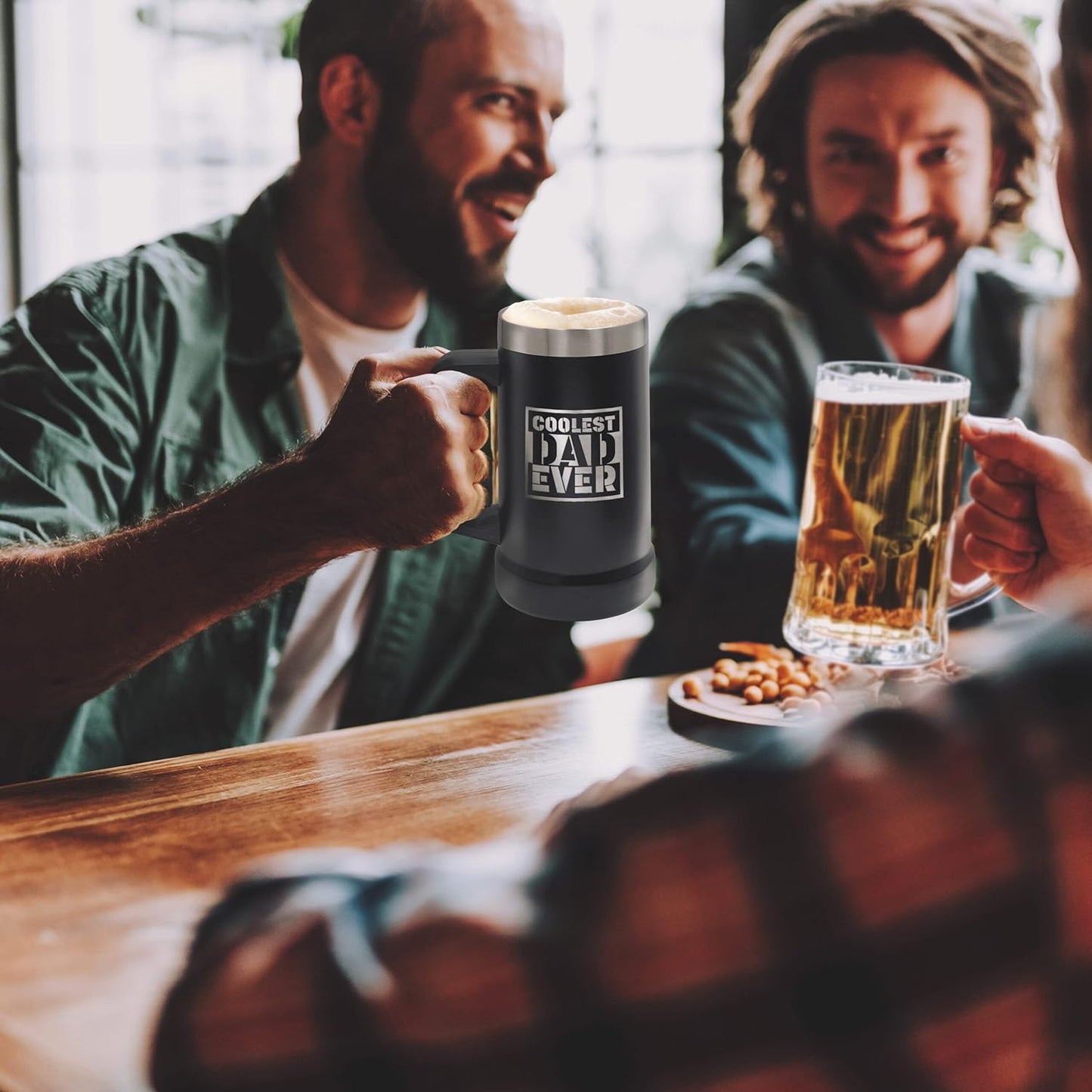 Unique Gift for Dad - XL Stainless Steel Insulated Tumbler Cup with Handle (24oz) Beer Mug for Hot/Cold Drinks, Gift Idea for Christmas Birthday Fathers Day Coolest Dad Ever (Gift-Boxed)