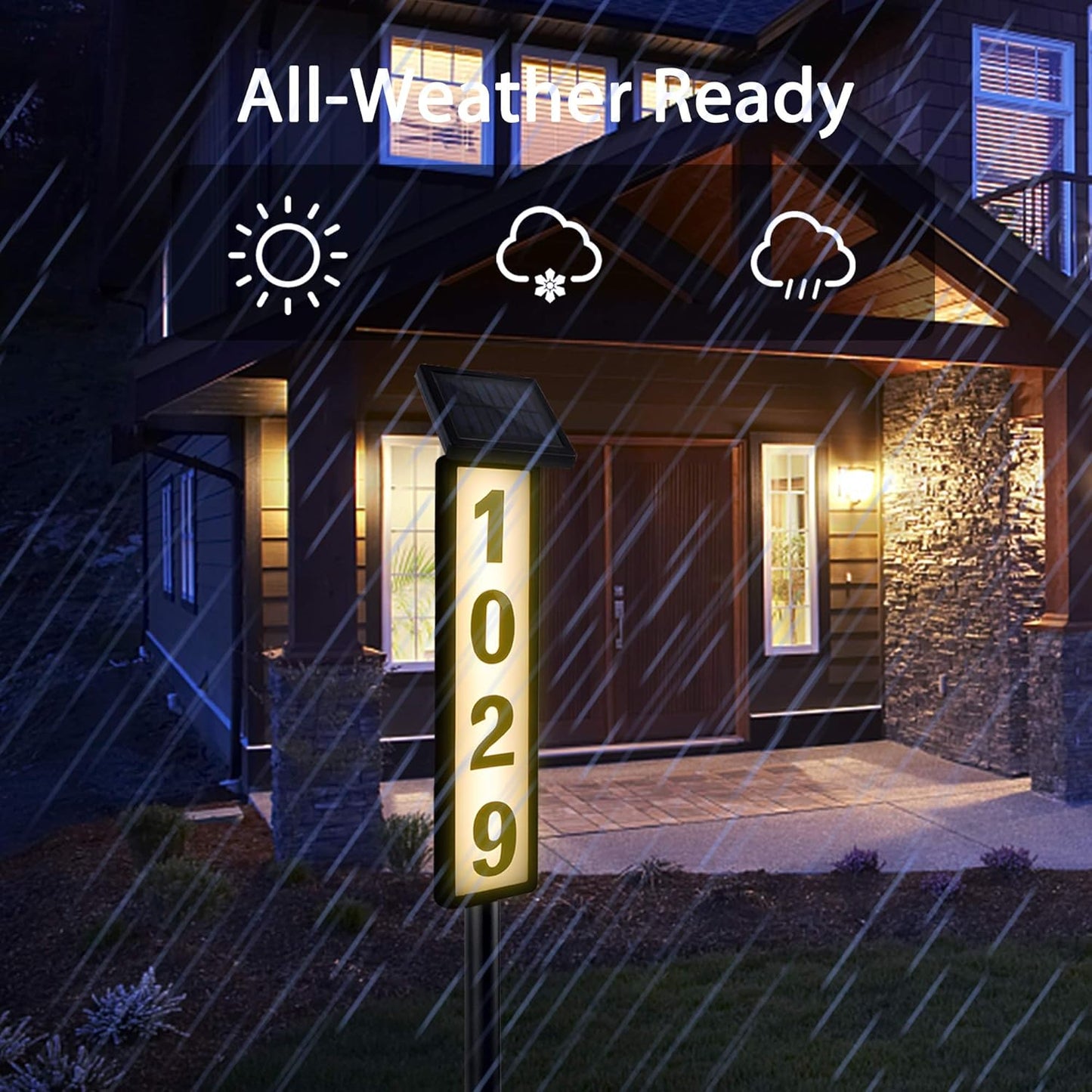 Solar Lighted House Address Sign – LED Illuminated Outdoor Plaque with Ground Stake for Yard, Garden & Home