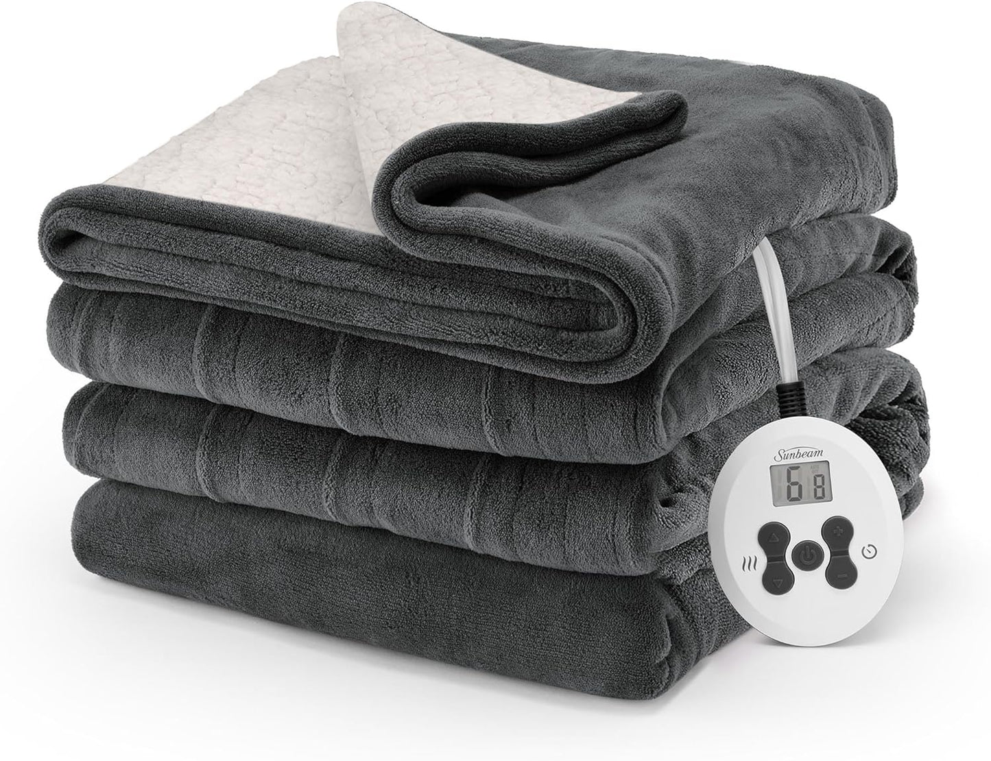 Sunbeam Royal Luxe Sherpa Night Fog Heated Blanket - Twin