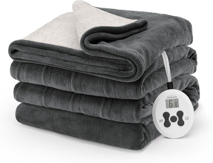 Sunbeam Royal Luxe Sherpa Night Fog Heated Blanket - Twin