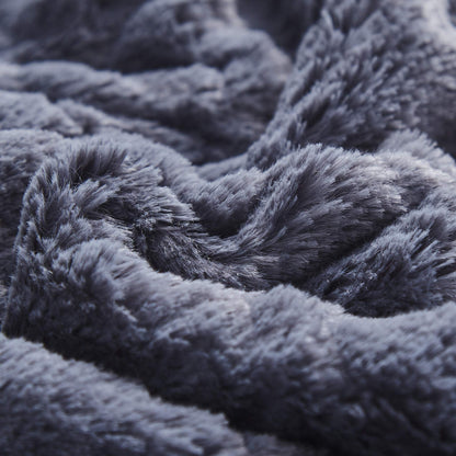 Tache Faux Fur Steel Navy Blue Diamond Trellis Pattern Throw Blanket (3390)