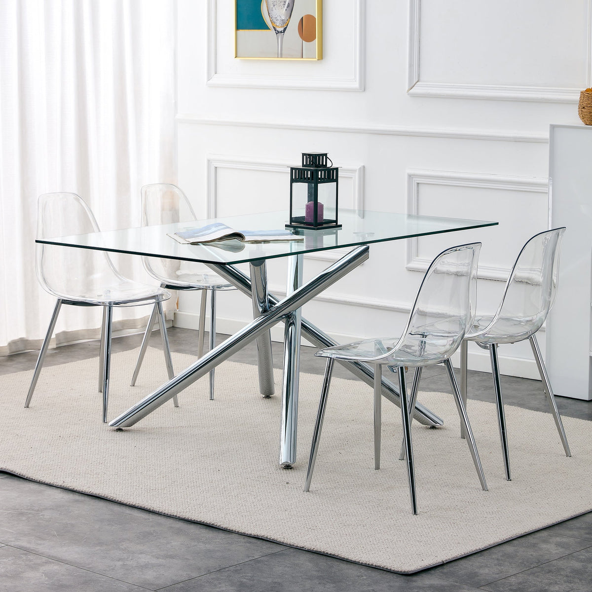 Modern Minimalist Transparent Dining Chair - 6-Piece Set