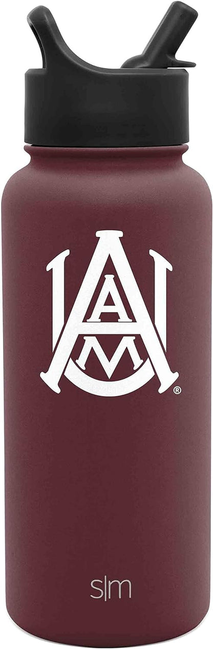 Officially Licensed Collegiate University Water Bottle with Straw Lid Insulated Stainless Steel Thermos | Summit Collection | 32Oz