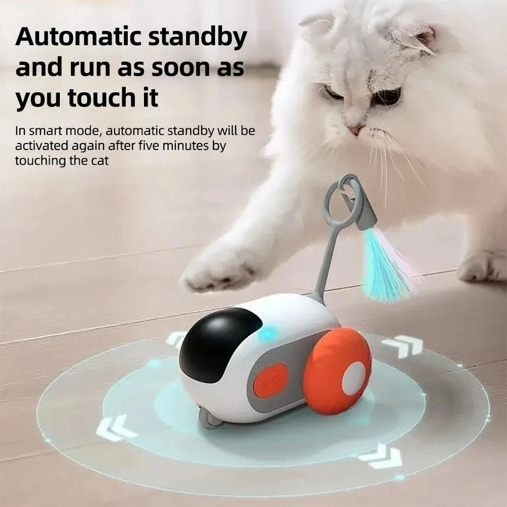 Smart Interactive Toy Car for Cats and Dogs, Remote Controlled with Automatic Obstacle Avoidance, USB Charged