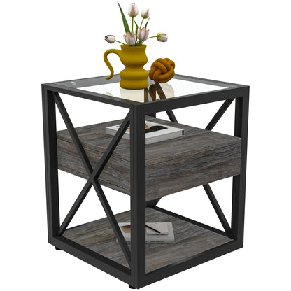 Modern End Tables with Drawer - Set of 2 Nightstands