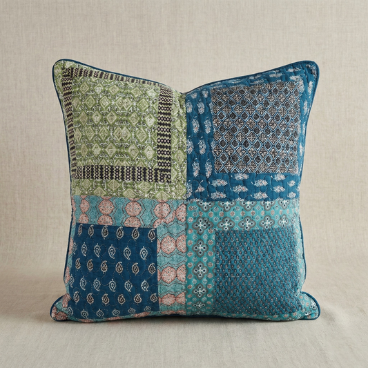 Tache Cotton Patchwork Teal Blue Green Paisley Bohemian Ocean Euro Sham (JHW-888)