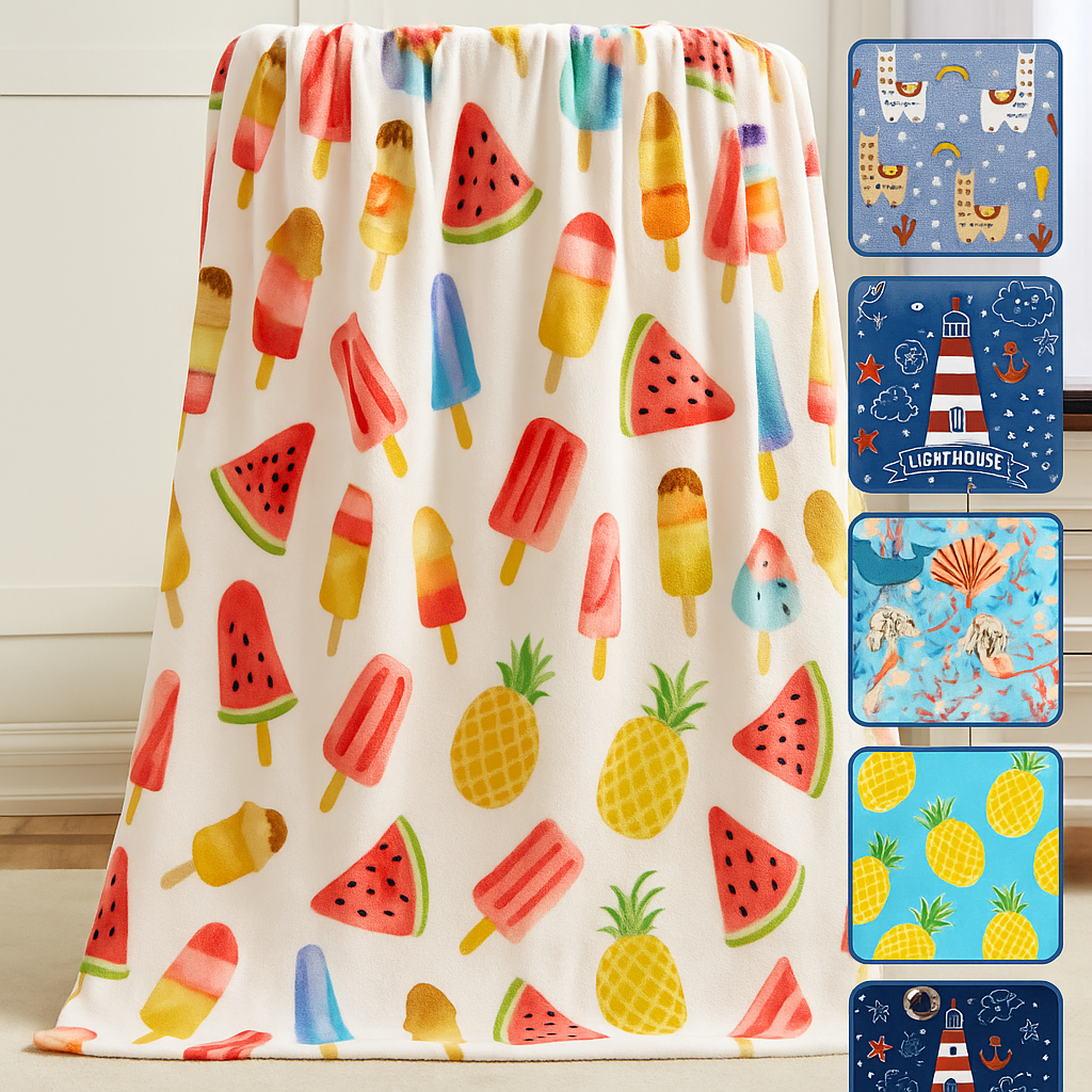 Soft Fleece Throw Blanket 50x60 – Lightweight Cozy Bed Couch Sofa Blanket for All Seasons