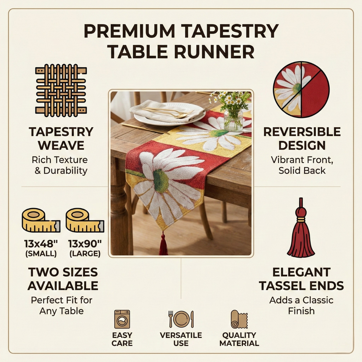 Tache Loves Me Not Daisy Tapestry Table Runner (9046)