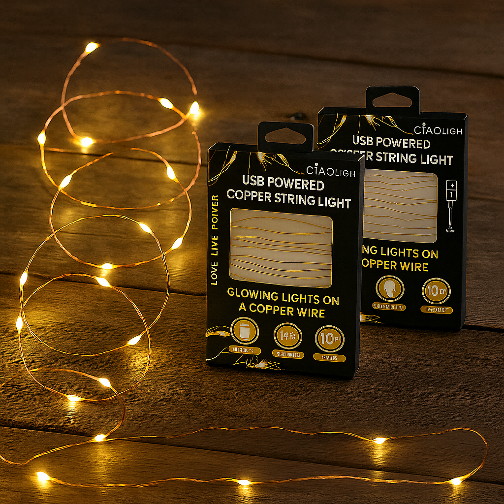 2-Pack 10-Ft USB Powered Indoor/Outdoor LED Copper Wire String Light