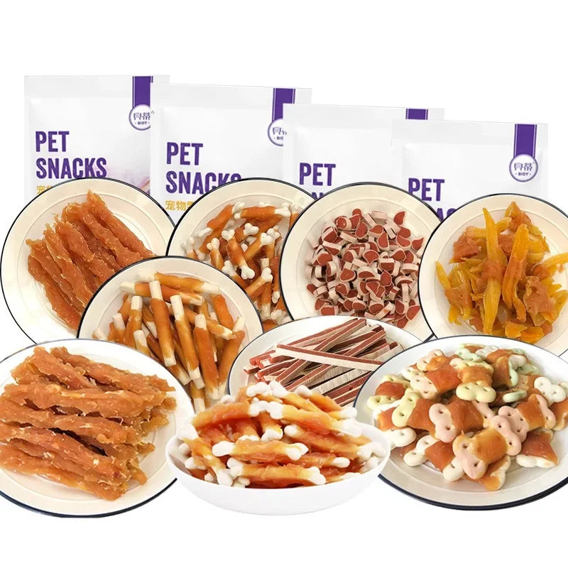 Dog Snacks Variety Pack - Beef Flavors, Training & Dental Health Treats, 110g