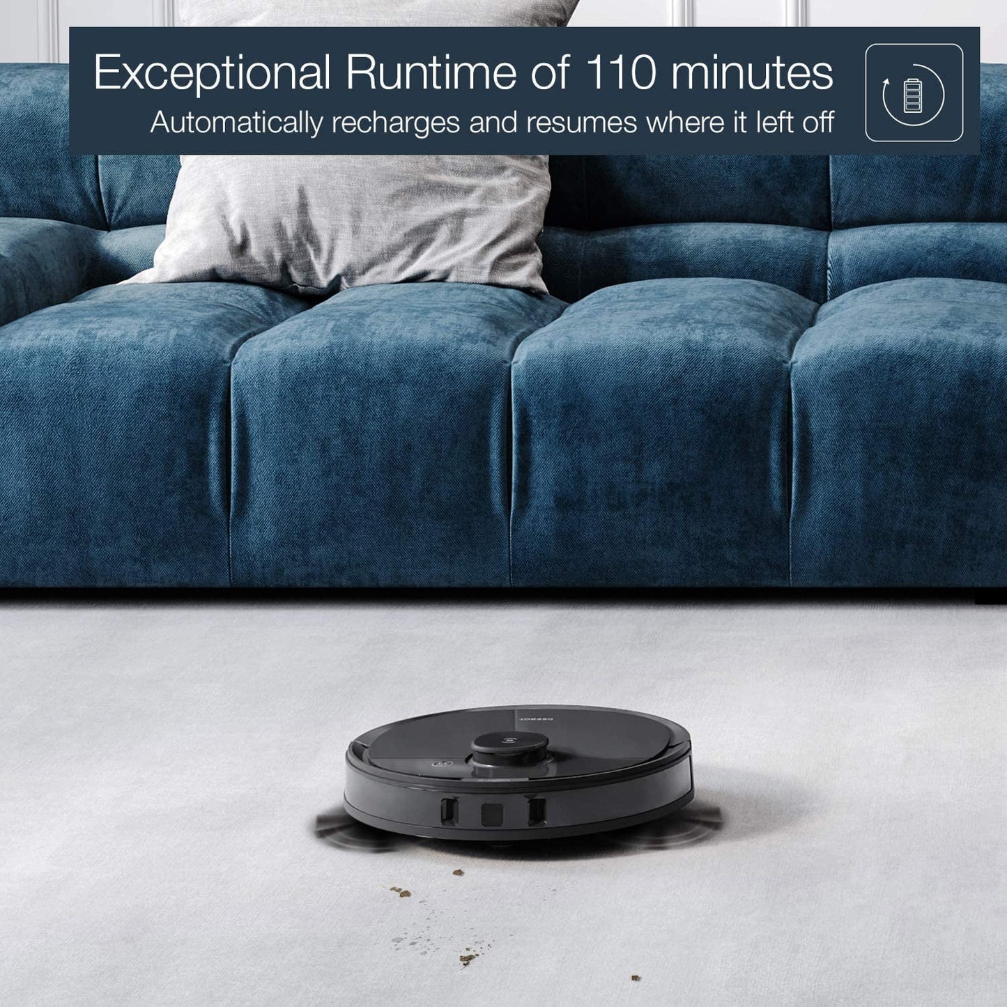 ECOVACS DEEBOT N8+ Smart Robot Vacuum and Mop with Auto-Empty Station, Laser Mapping, 110-Min Runtime, Wi-Fi App & Voice Control, Ideal for Pet Hair and Hard Floors