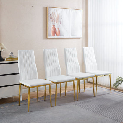 Elegant Legs Dining Chair Set of 4 with Metal Frame and Faux Leather Seat - Black or White