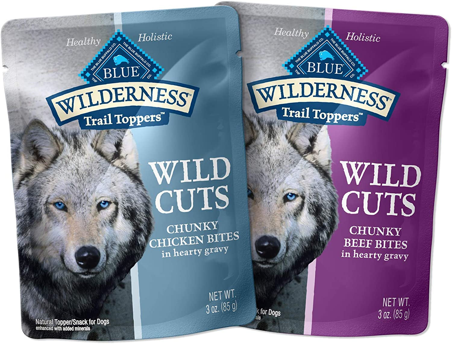 BLUE Wilderness Trail Toppers Wet Dog Food, High Protein, Natural, Grain-Free, Chicken & Beef, 3 oz (48 Pack)