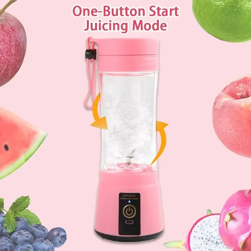 Portable Juice Blender with 6 Blades, USB Charging Mini Electric Bottle for Smoothies, Shakes - Summer Kitchen Gadget