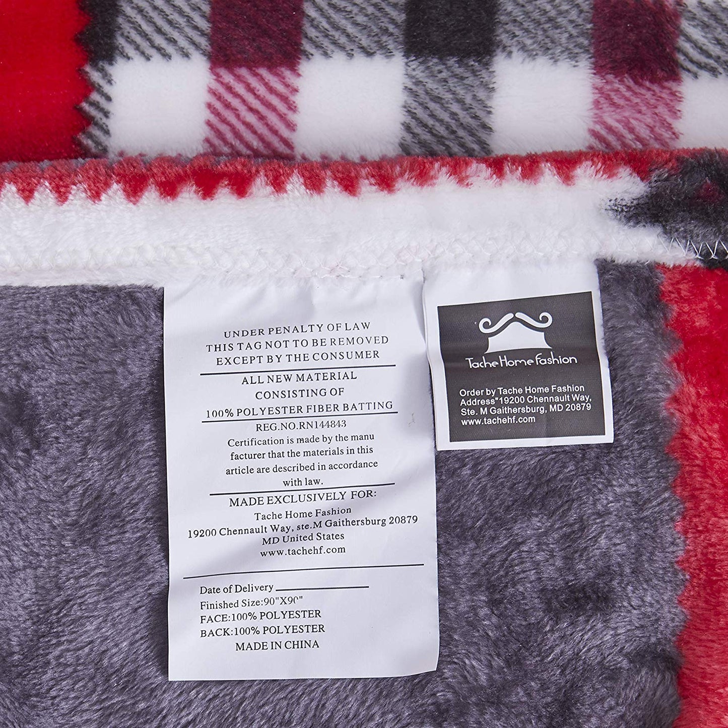 Tache Holiday Red Farmhouse Plaid Patchwork Flannel Throw Blanket (4025)