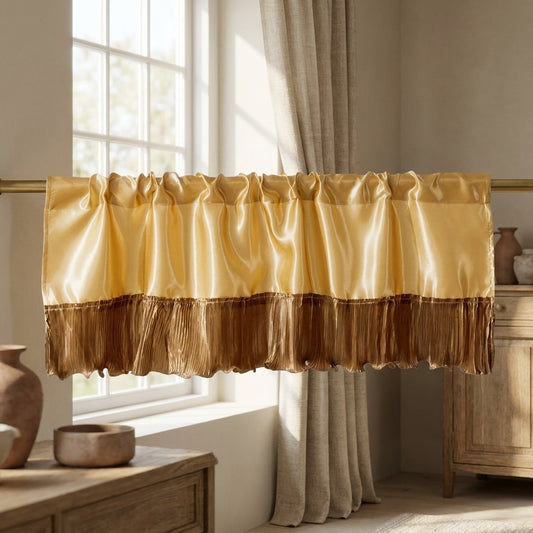 Satin Polyester Ruffled Window Valance, Golden Caramel Hue