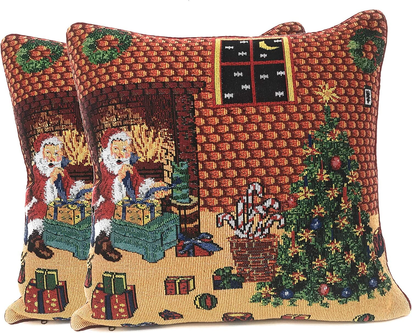 Tache Festive Santa's Last Minute Prep Retro Woven Tapestry Throw Pillow Cover (DB11869CC)
