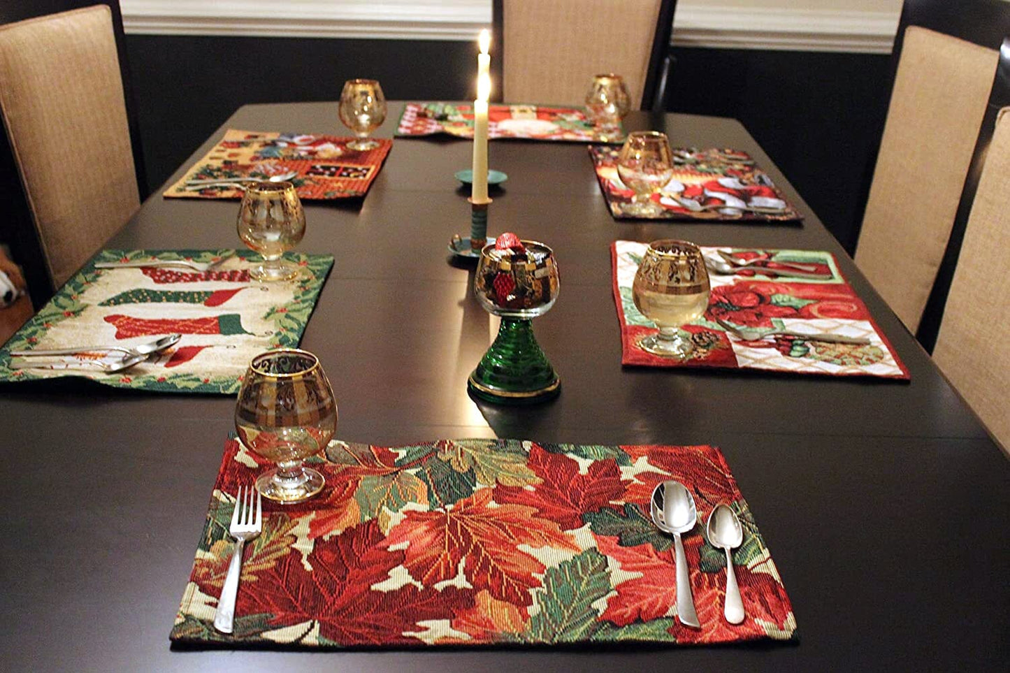 Tache Thanksgiving Leaves Fall Foliage Vintage Tapestry Placemat Set of 4 (11516PM)