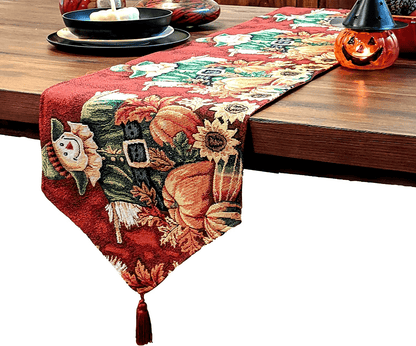 Tache Pumpkin Patch Scarecrow Autumn Harvest Woven Tapestry Table Runners (12921TR)
