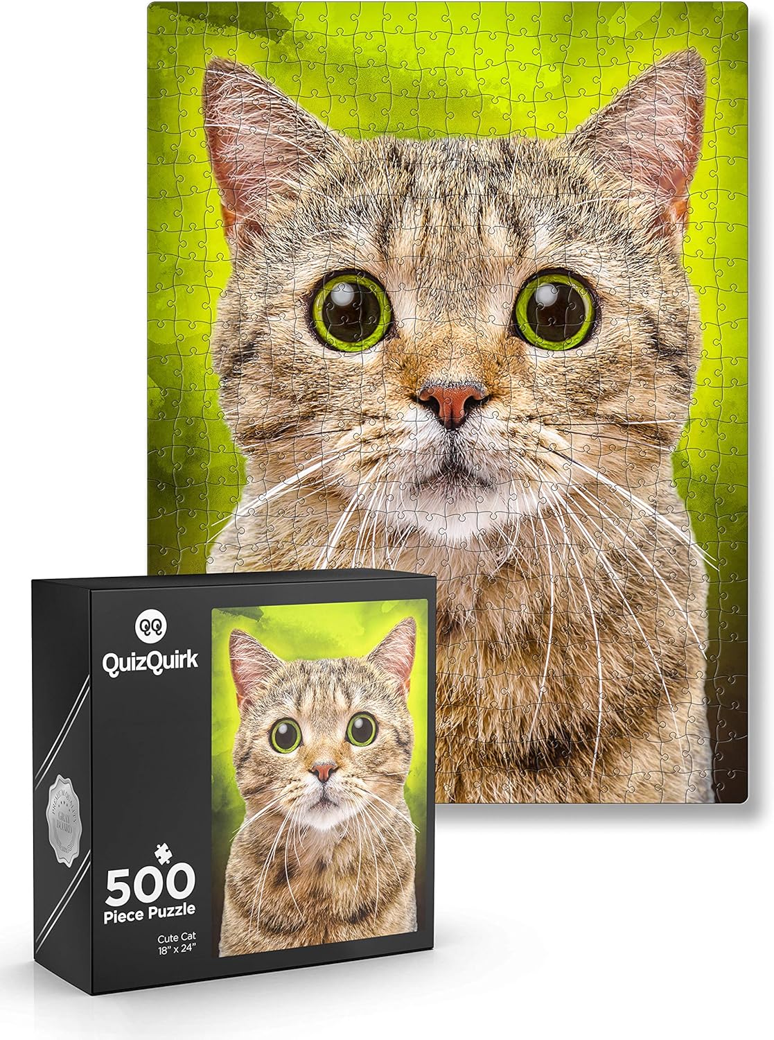 QuizQuirk Puzzle, Cute Cat Piece Jigsaw Puzzle for Adults/Teens/Kids (Puzzle Saver Kit Included) (24" x 18")