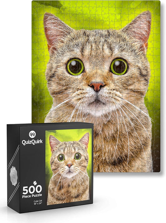 QuizQuirk Puzzle, Cute Cat Piece Jigsaw Puzzle for Adults/Teens/Kids (Puzzle Saver Kit Included) (24" x 18")
