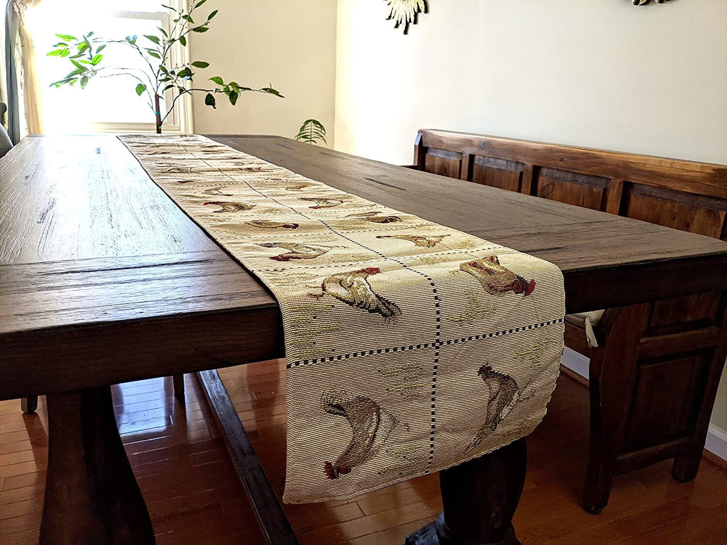 Tache Country Farmhouse Rooster Hens Woven Tapestry Table Runners (13139TR)