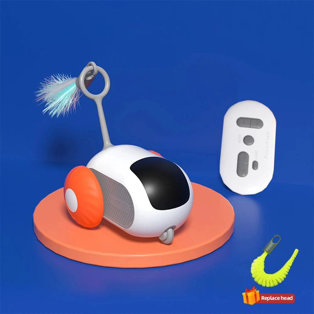 Smart Interactive Toy Car for Cats and Dogs, Remote Controlled with Automatic Obstacle Avoidance, USB Charged