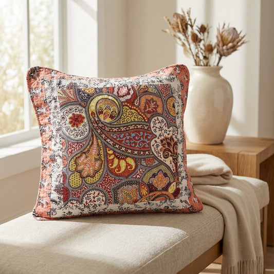 Tache Cotton Patchwork Paisley Floral Bohemian Mosaic Paradise Euro Sham (JHW-933)