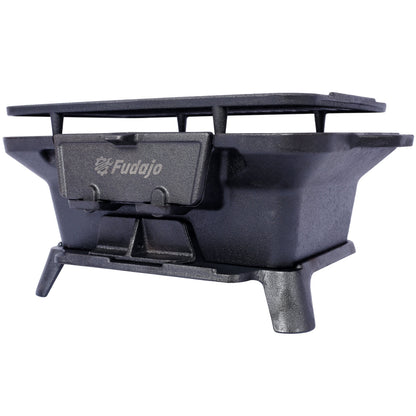 Oval Cast Iron Grill with Enamel Coating - Charcoal Tabletop Skillet
