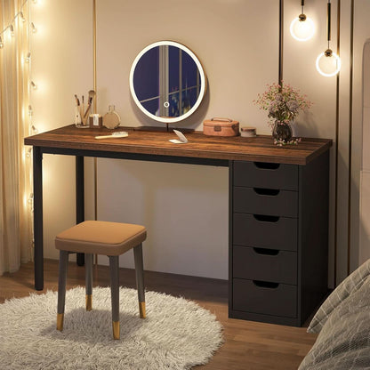 Industrial Rustic Brown Forty Seven Inch Computer Desk Storage