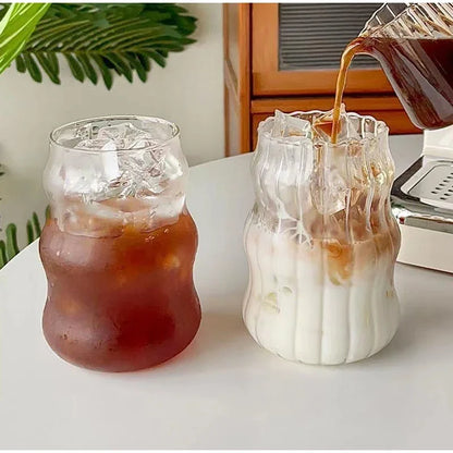 550ml Transparent Aesthetic Glass Cup with Straw - Bubble Tea, Juice, Coffee Glass Mug for Home Use