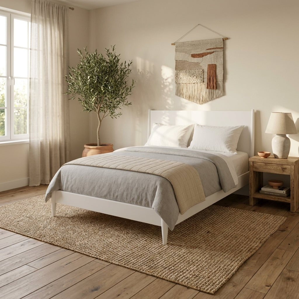 Flynn Panel Bed, White