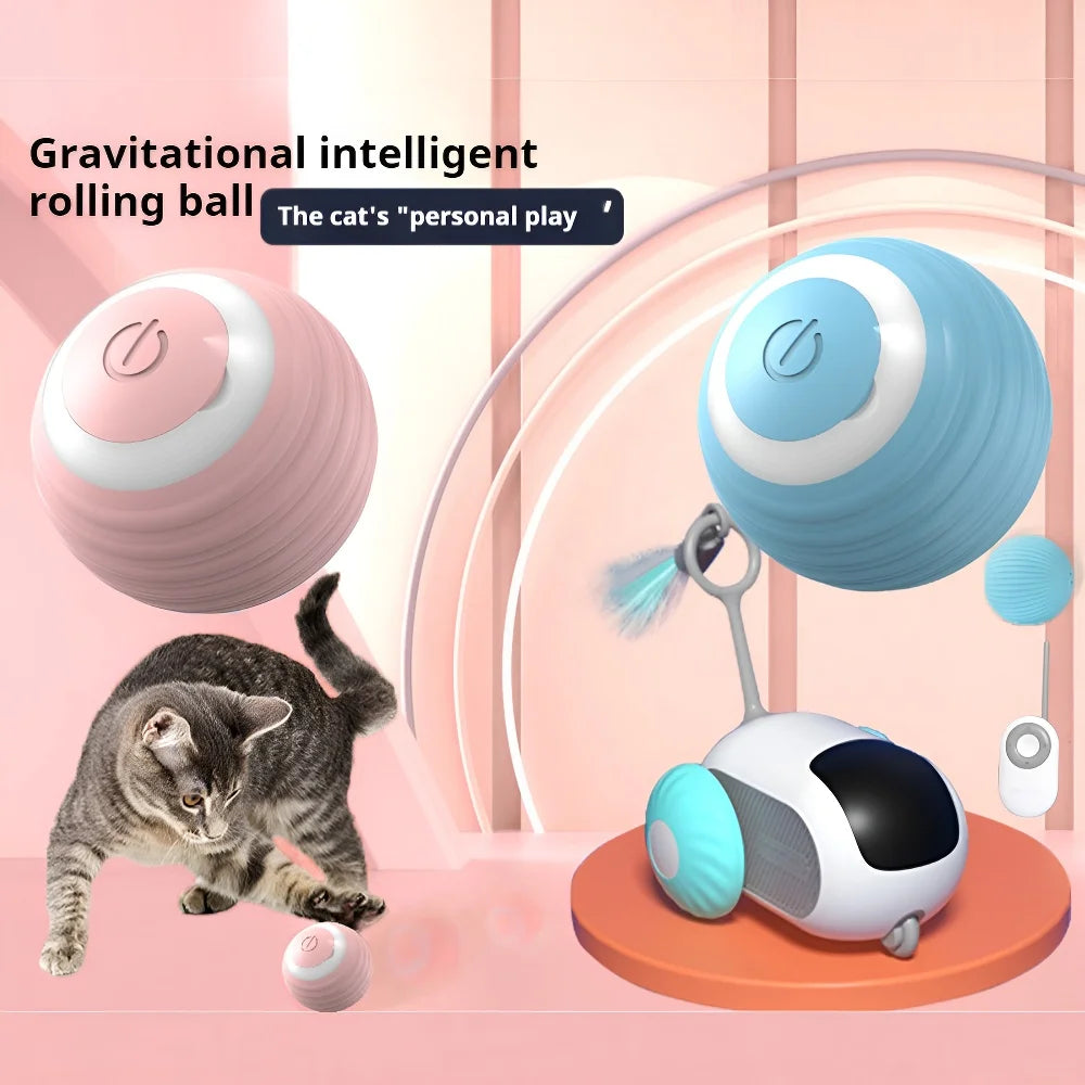 Smart Interactive Cat Ball - Automatic Rolling Magic Ball Toy for Indoor Cats, Silicone Encased, USB-C Rechargeable