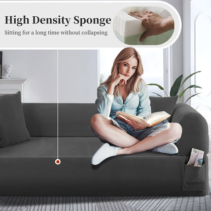 Spring Sofa with High-Quality Fabric and Storage - Gray