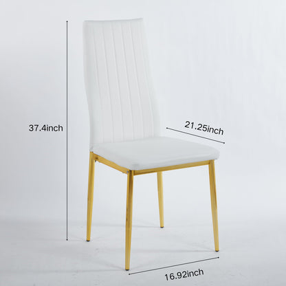 Elegant Legs Dining Chair Set of 4 with Metal Frame and Faux Leather Seat - Black or White