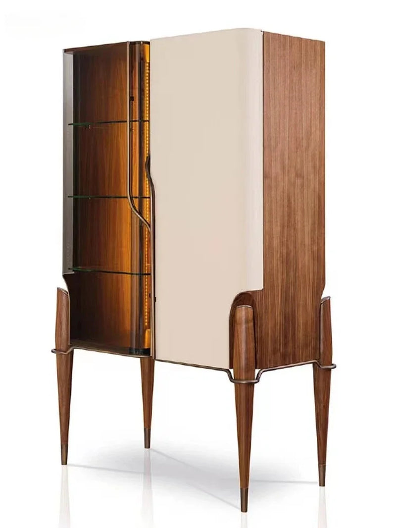 Luxury Italian Wine Cabinet - Customizable Home Bar Furniture, Solid Wood and Stainless Steel Wine Storage