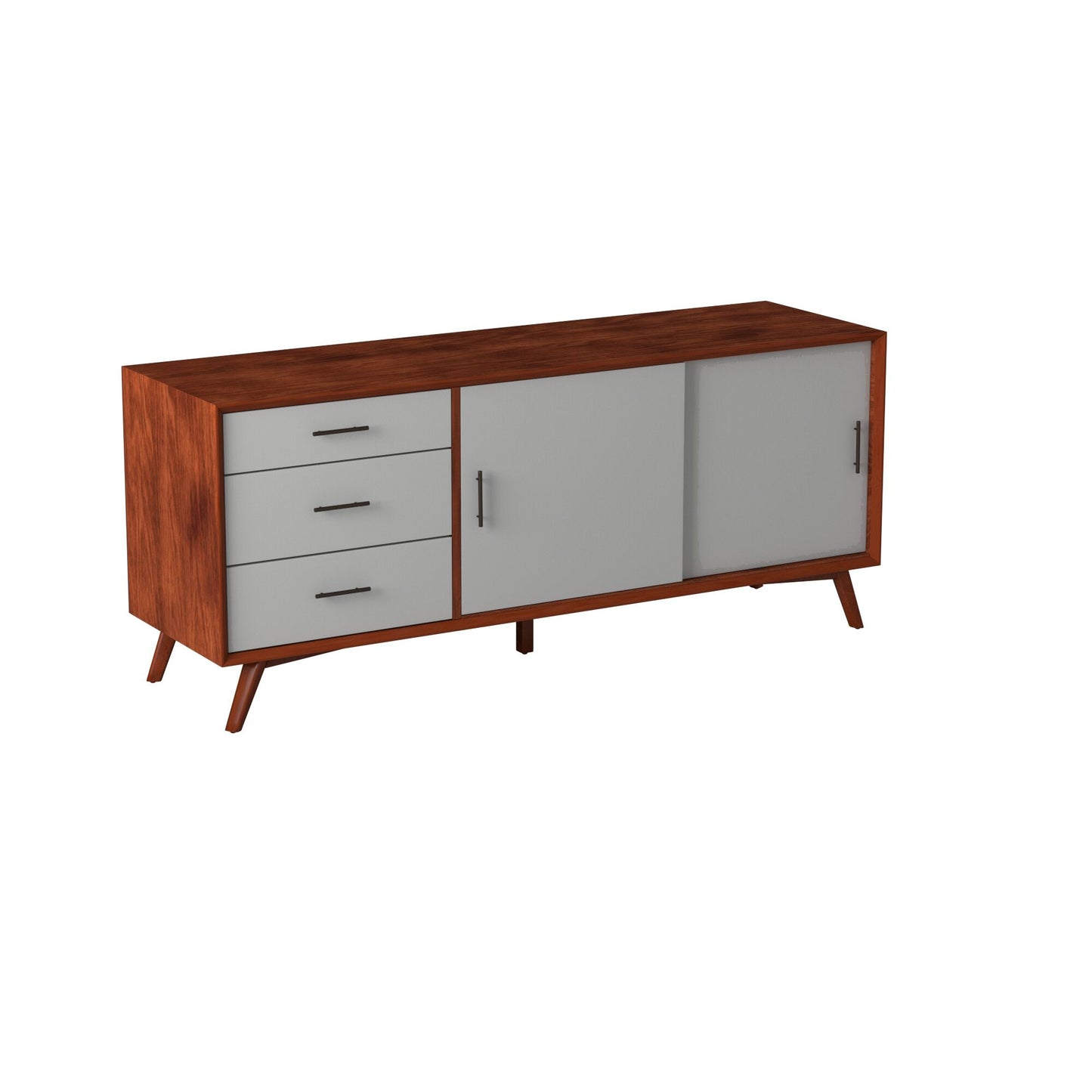 Flynn Large TV Console, Chestnut/White