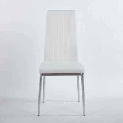 Minimalist Design Dining Chair Set of 4 with Metal Frame - Black or White