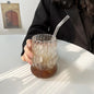 550ml Transparent Aesthetic Glass Cup with Straw - Bubble Tea, Juice, Coffee Glass Mug for Home Use